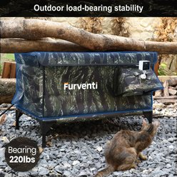 Furventi Flagship Eco-Friendly Waterproof Multi-Exit Polyester Outdoor Heated Cat House, Tiger Camouflage, Large slide 2 of 8