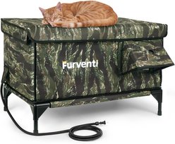 Furventi Flagship Eco-Friendly Waterproof Multi-Exit Polyester Outdoor Heated Cat House, Tiger Camouflage, Large