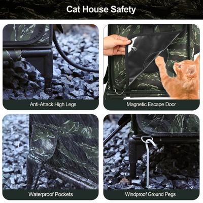 Show full view: Furventi Elevated Triangular Roof Waterproof Eaves Polyester Outdoor Heated Cat House, Brown, Large slide 9 of 9