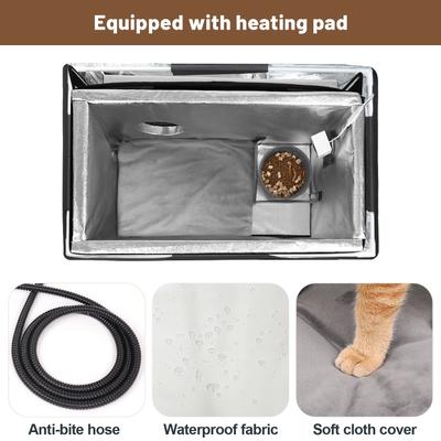 Show full view: Furventi Elevated Foam Panel Eco-Friendly, Waterproof Roof Polyester Outdoor Heated Cat House, Brown, Large slide 8 of 9