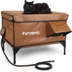 Furventi Elevated Foam Panel Eco-Friendly, Waterproof Roof Polyester Outdoor Heated Cat House, Brown, Large slide 1 of 9