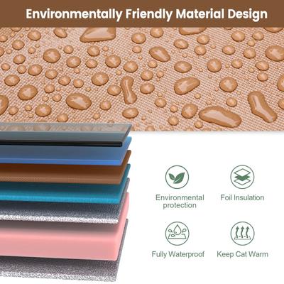 Show full view: Furventi Elevated Foam Panel Eco-Friendly, Waterproof Roof Polyester Outdoor Heated Cat House, Brown, Large slide 4 of 9