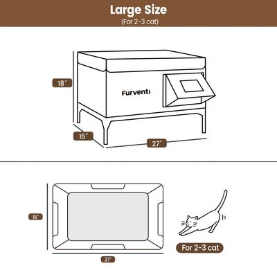 Show full view: Furventi Elevated Foam Panel Eco-Friendly, Waterproof Roof Polyester Outdoor Heated Cat House, Brown, Large slide 2 of 9