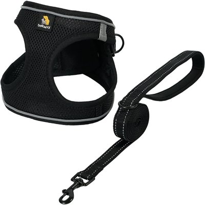 Bella & Pal Bella & Pal OxyMesh Velcro Step-in Harness & Leash Set, Black, Medium