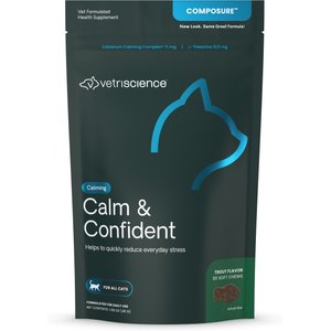 VetriScience Composure Trout Flavored Soft Chews Calming Supplement for Cats, 30 count