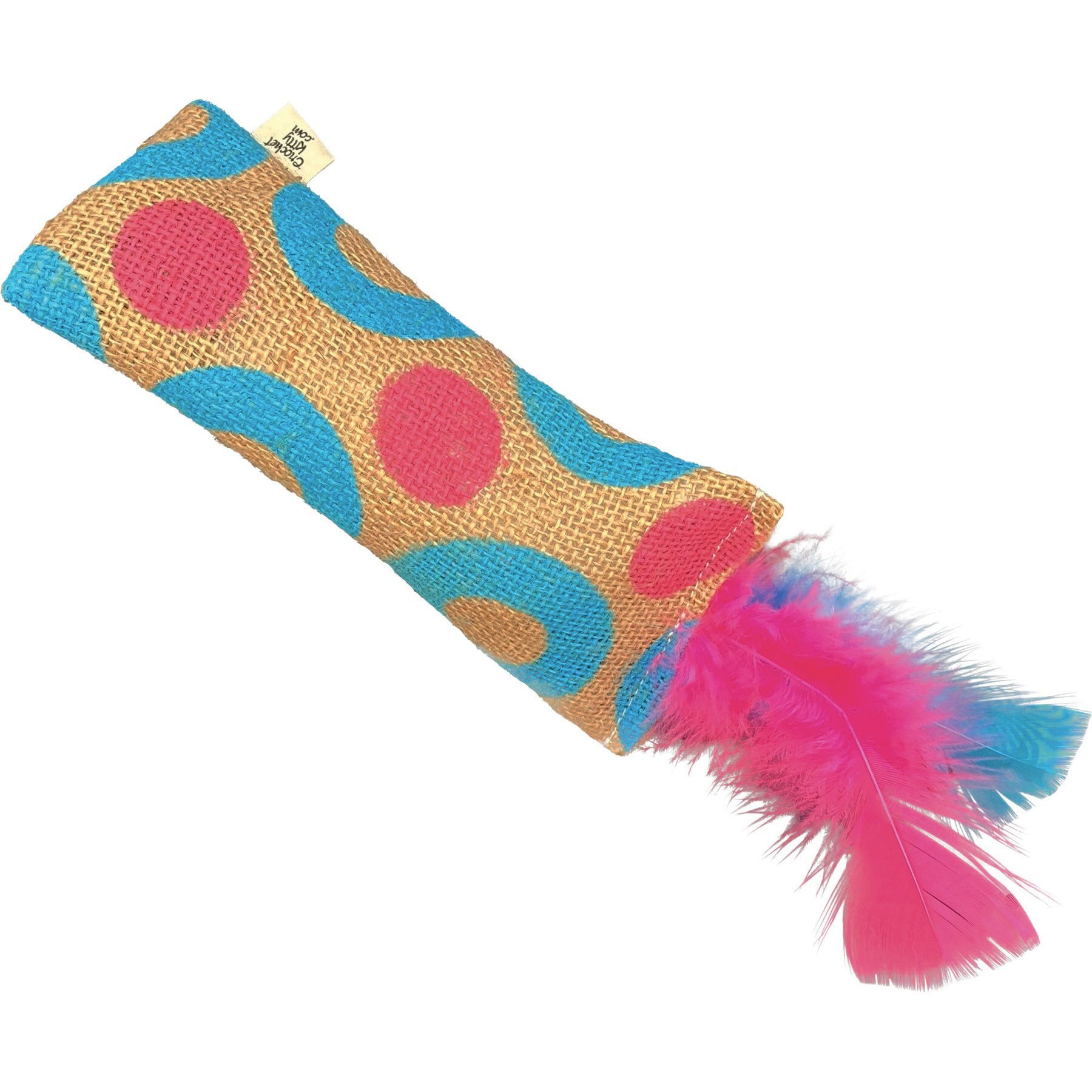 Crochet Kitty Burlap Kickin' Stick Plush Cat Toy, Color Varies