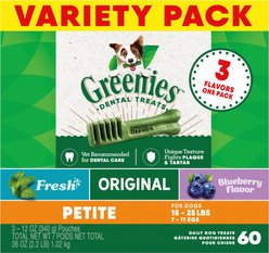 Greenies Variety Pack Natural Petite Dental Dog Treats, 60 count
