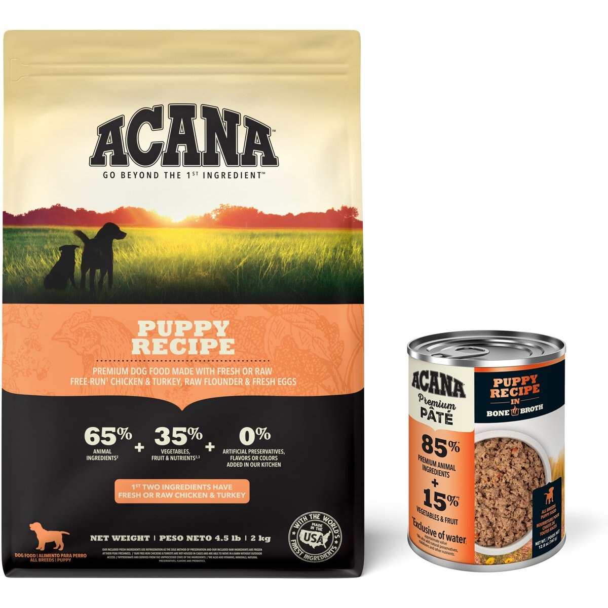 ACANA Premium Pate Puppy Recipe in Bone Broth Wet Food + Puppy Recipe Dry Puppy Food
