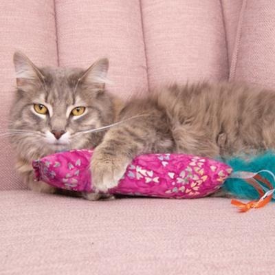 Show full view: Crochet Kitty Kickin' Stick with Ribbon Streamers Plush Cat Toy slide 3 of 3