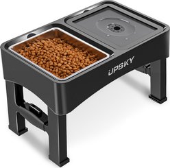 UPSKY 3-in-1 Stainless Steel Slow Feeder Elevated Dog Bowl, Black
