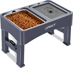 UPSKY 3-in-1 Stainless Steel Slow Feeder Elevated Dog Bowl, Blue