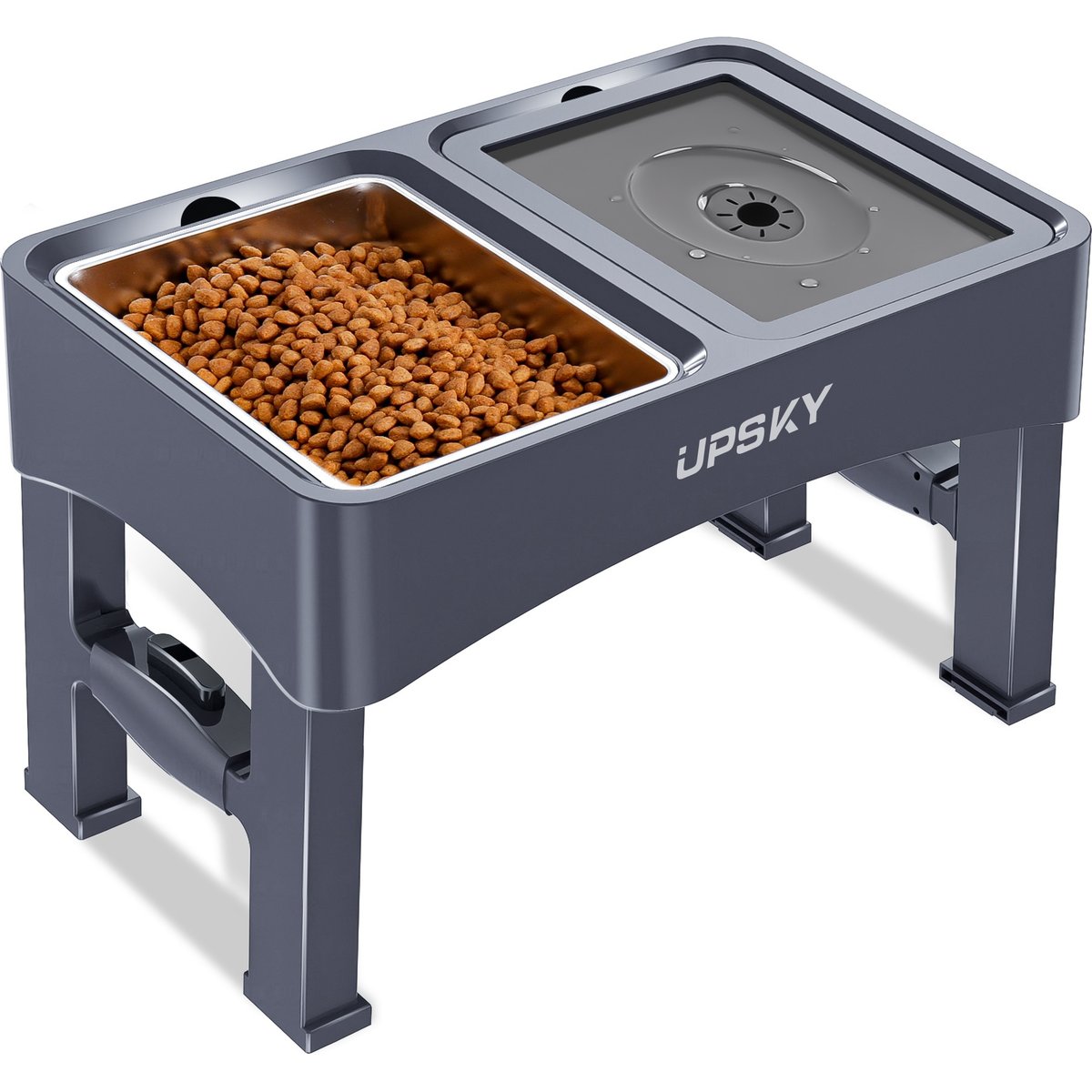 UPSKY 3-in-1 Stainless Steel Slow Feeder Elevated Dog Bowl, Blue