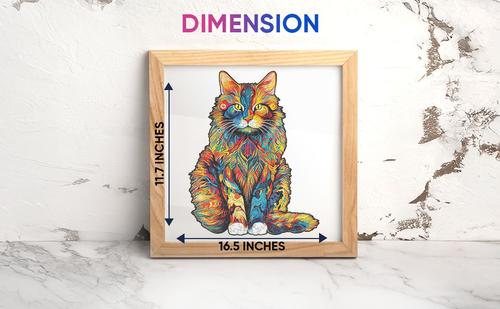 Show full view: Nestologi Maine Coon Cat 150-Piece Wooden Jigsaw Puzzle, 150 Pieces, 11.7 x 16.5-in slide 5 of 9