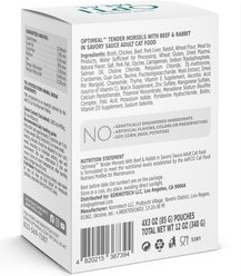 Optimeal Tender Morsels with Beef & Rabbit In Savory Sauce Recipe Wet Cat Food, 3-oz pouch, case of 24 slide 2 of 2