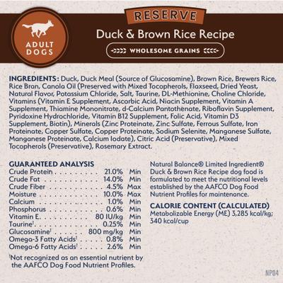 Show full view: Natural Balance Limited Ingredient Reserve Duck & Brown Rice Recipe Dry Dog Food, 12-lb bag slide 8 of 12