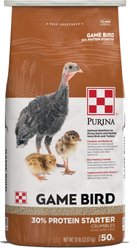 Purina Game Bird 30% Protein Crumbles Starter Poultry Feed, 50-lb bag