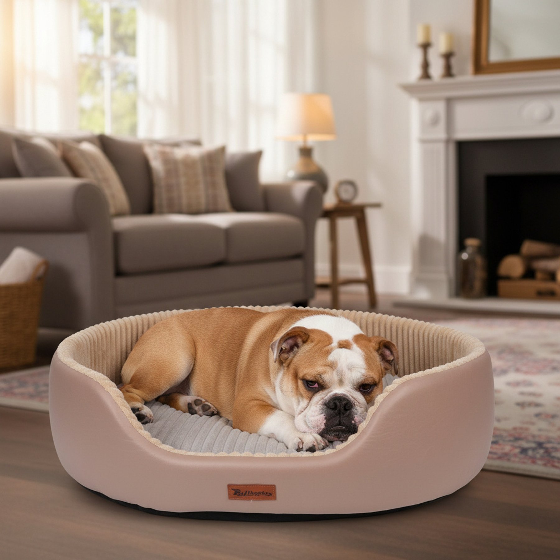 Kylinsure Waterproof Comfort Orthopedic Dog & Cat Sofa Bed with Removable Cover & Ice Pad, Beign, Large