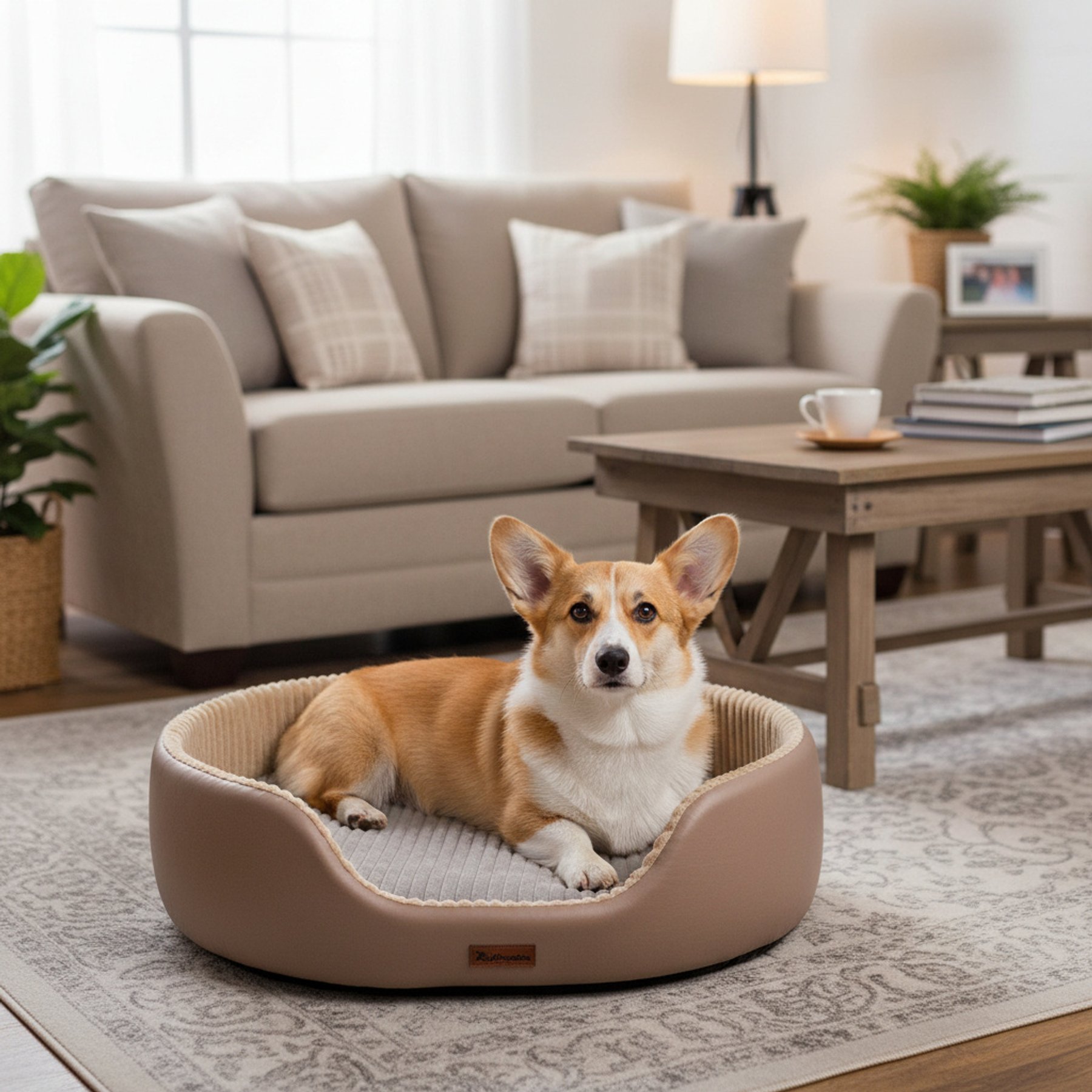 Kylinsure Waterproof Comfort Orthopedic Dog & Cat Sofa Bed with Removable Cover & Ice Pad, Beign, Medium
