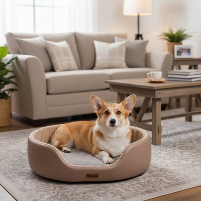 Kylinsure Kylinsure Waterproof Comfort Orthopedic Dog & Cat Sofa Bed with Removable Cover & Ice Pad, Beign, Medium