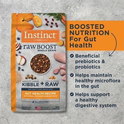 Show full view: Instinct Raw Boost Whole Grain Gut Health Recipe with Real Chicken Dry Dog Food, 3.5-lb bag slide 7 of 10