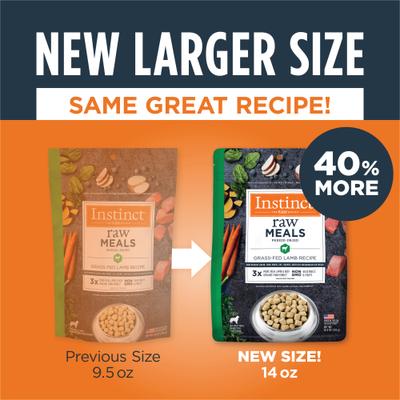 Show full view: Instinct Raw Meals Grass-Fed Lamb Recipe Grain-Free Adult Freeze-Dried Dog Food, 14-oz bag slide 4 of 10