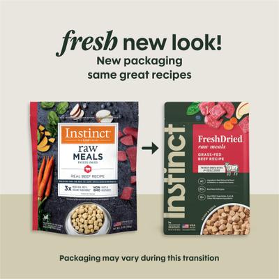 Show full view: Instinct Raw Meals Real Beef Recipe Grain-Free Adult Freeze-Dried Dog Food, 25-oz bag slide 3 of 10