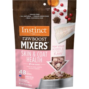 Instinct Raw Boost Mixers Skin & Coat Health Recipe Grain-Free Freeze-Dried Dog Food Topper, 12.5-oz bag