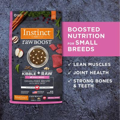Show full view: Instinct Raw Boost Small Breed Adult Grain-Free Real Beef Recipe Dry Dog Food, 10-lb bag slide 7 of 12
