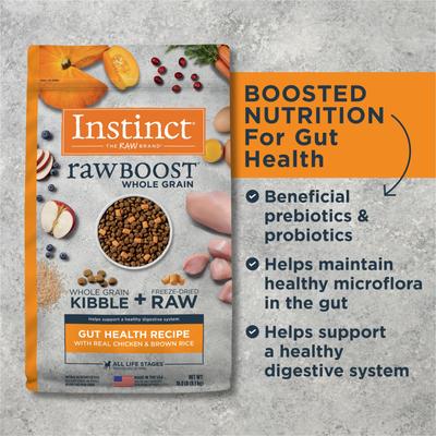 Show full view: Instinct Raw Boost Whole Grain Gut Health Recipe with Real Chicken Dry Dog Food, 18-lb bag slide 7 of 10