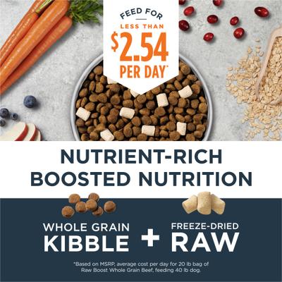 Show full view: Instinct Raw Boost Whole Grain Real Beef & Barley Recipe Dry Dog Food, 3.5-lb bag slide 4 of 10