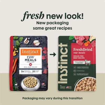 Show full view: Instinct Raw Meals Real Beef Recipe Grain-Free Adult Freeze-Dried Dog Food, 14-oz bag slide 3 of 10