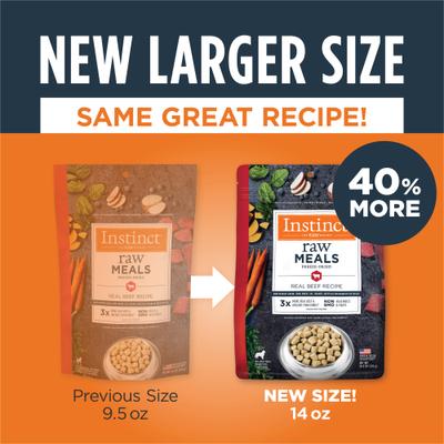 Show full view: Instinct Raw Meals Real Beef Recipe Grain-Free Adult Freeze-Dried Dog Food, 14-oz bag slide 4 of 10