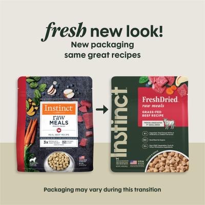 Show full view: Instinct Raw Meals Real Beef Recipe Grain-Free Adult Freeze-Dried Dog Food, 3-oz bag slide 3 of 10