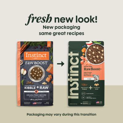 Show full view: Instinct Raw Boost Adult Grain-Free Real Salmon Recipe Dry Dog Food, 3.5-lb bag slide 3 of 12