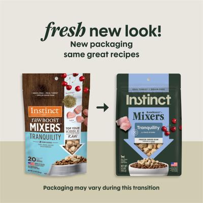 Show full view: Instinct Freeze-Dried Raw Boost Mixers Grain-Free Tranquility Dog Food Topper, 5.5-oz bag slide 3 of 10