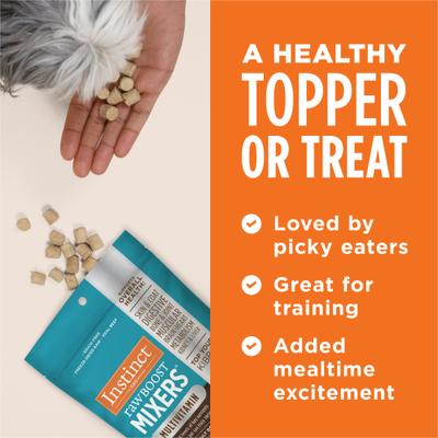 Show full view: Instinct Boost Mixers Multivitamin Grain-Free Freeze-Dried Raw Adult Dog Food Topper, 5.5-oz bag slide 8 of 9
