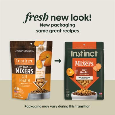 Show full view: Instinct Raw Boost Mixers Gut Health Recipe Grain-Free Freeze-Dried Dog Food Topper, 12.5-oz bag slide 3 of 11