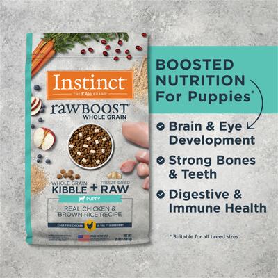 Show full view: Instinct Raw Boost Puppy Whole Grain Real Chicken & Brown Rice Recipe Dry Dog Food, 20-lb bag slide 7 of 12