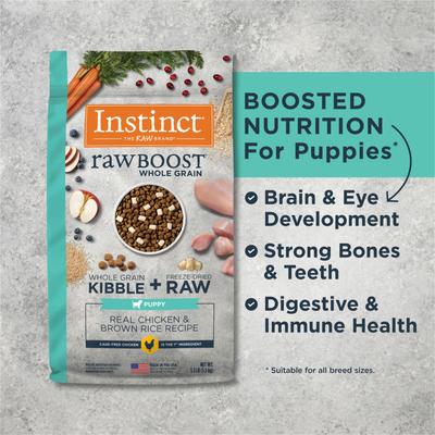 Show full view: Instinct Raw Boost Puppy Whole Grain Real Chicken & Brown Rice Recipe Dry Dog Food, 3.5-lb bag slide 7 of 12
