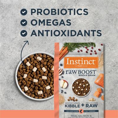 Show full view: Instinct Raw Boost Whole Grain Real Salmon & Brown Rice Recipe Dry Dog Food, 3.5-lb bag slide 7 of 12
