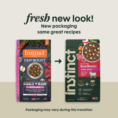 Show full view: Instinct Raw Boost Small Breed Adult Grain-Free Real Beef Recipe Dry Dog Food, 3.5-lb bag slide 3 of 12