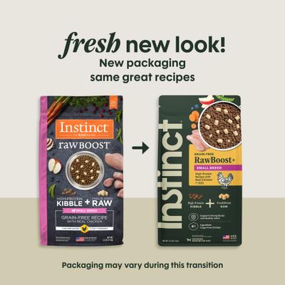 Show full view: Instinct Raw Boost Small Breed Adult Grain-Free Real Chicken Recipe Dry Dog Food, 3.5-lb bag slide 3 of 12