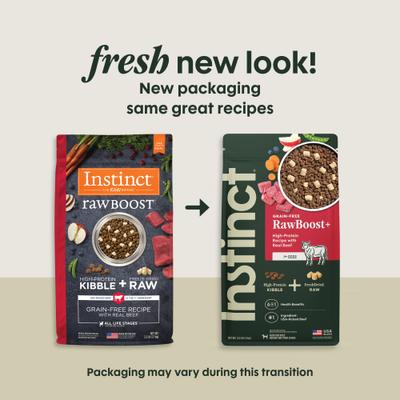 Show full view: Instinct Raw Boost Adult Grain-Free Real Beef Recipe Dry Dog Food, 3.5-lb bag slide 3 of 12