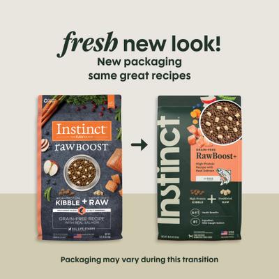 Show full view: Instinct Raw Boost Adult Grain-Free Real Salmon Recipe Dry Dog Food, 19-lb bag slide 3 of 12