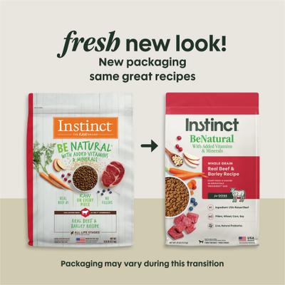 Show full view: Instinct Be Natural Adult Real Beef & Barley Recipe Dry Dog Food, 25-lb bag slide 3 of 11