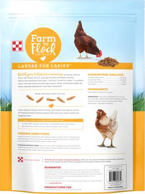 Show full view: Purina Farm to Flock Larvae for Ladies Protein Poultry Treats, 3-lb bag slide 2 of 7