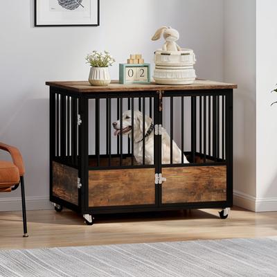 Show full view: Yitahome Furniture-Style Dog Crate with Swivel Wheels, 38.8-in slide 3 of 8