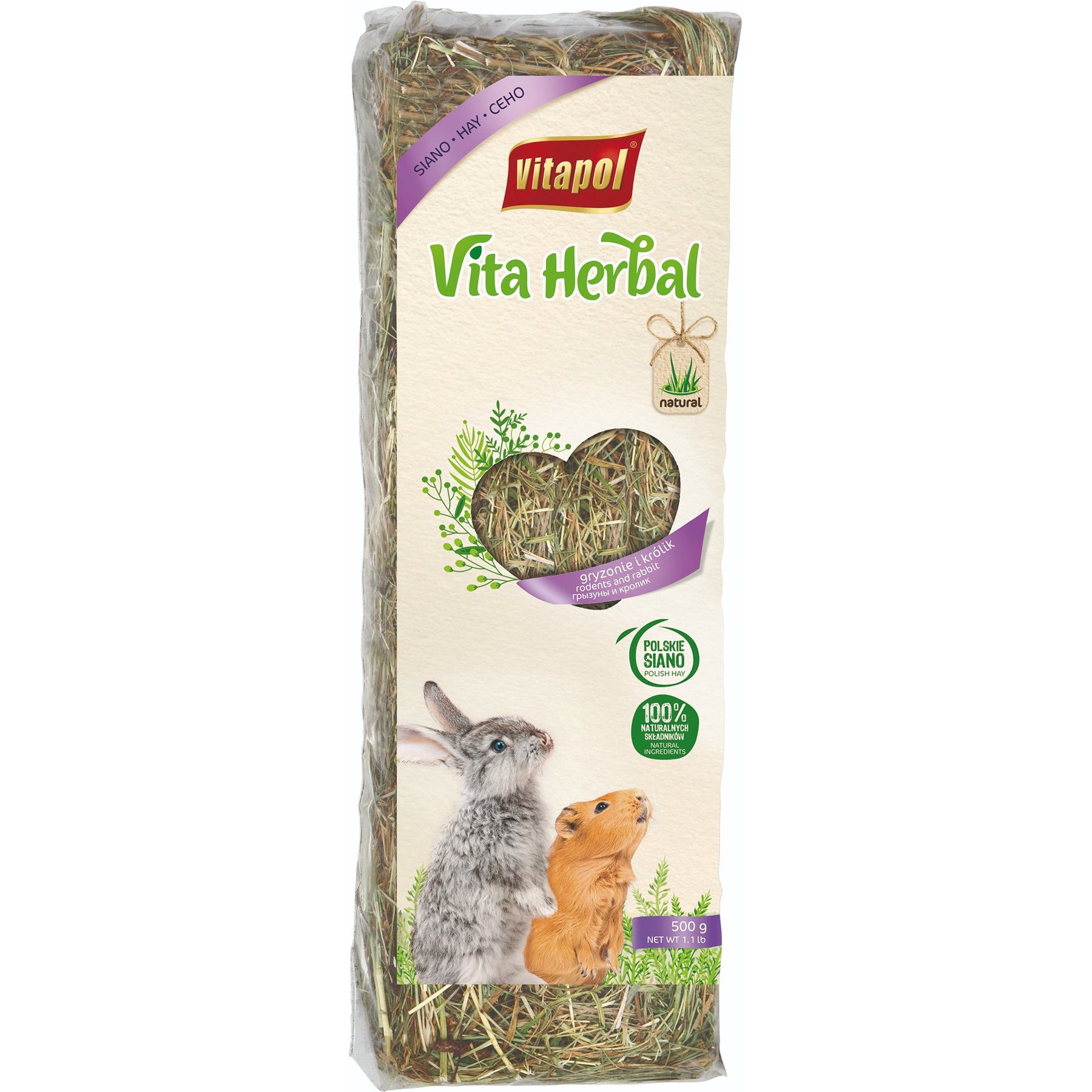 Vitapol by A&E Cage Company Vita Herbal Polish Hay & Field Grass Small Animal Treats, 17.63-oz bag