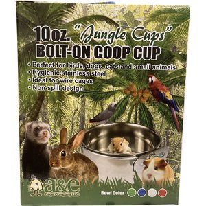 A&E Cage Company Stainless Steel Bird Coop Cup with Ring & Bolt, 10-oz