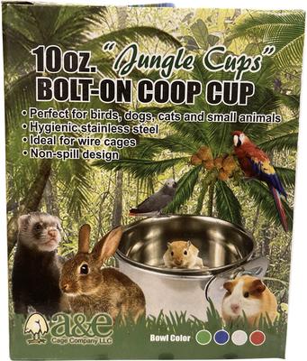 Show full view: A&E Cage Company Stainless Steel Bird Coop Cup with Ring & Bolt, 10-oz slide 3 of 3